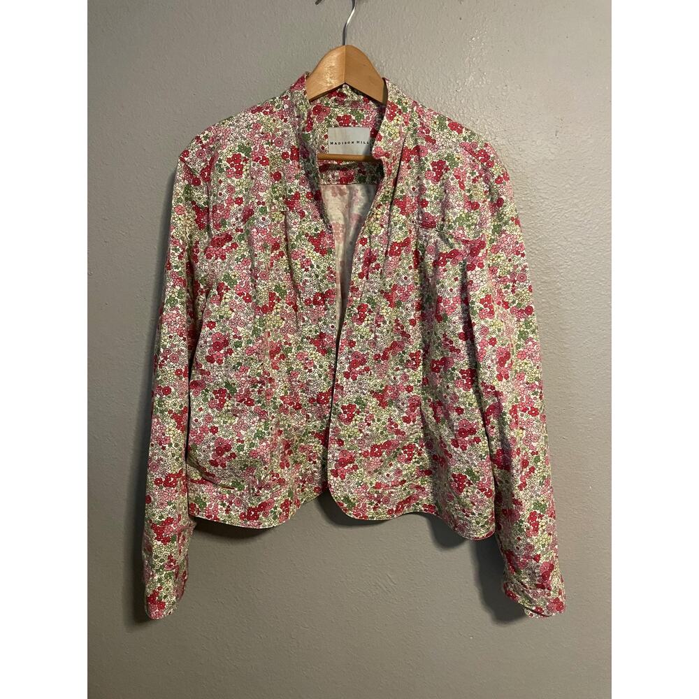 Madison Hill Jacket Womens XL Floral Bow Back Open Front Cottagecore Mod MCM